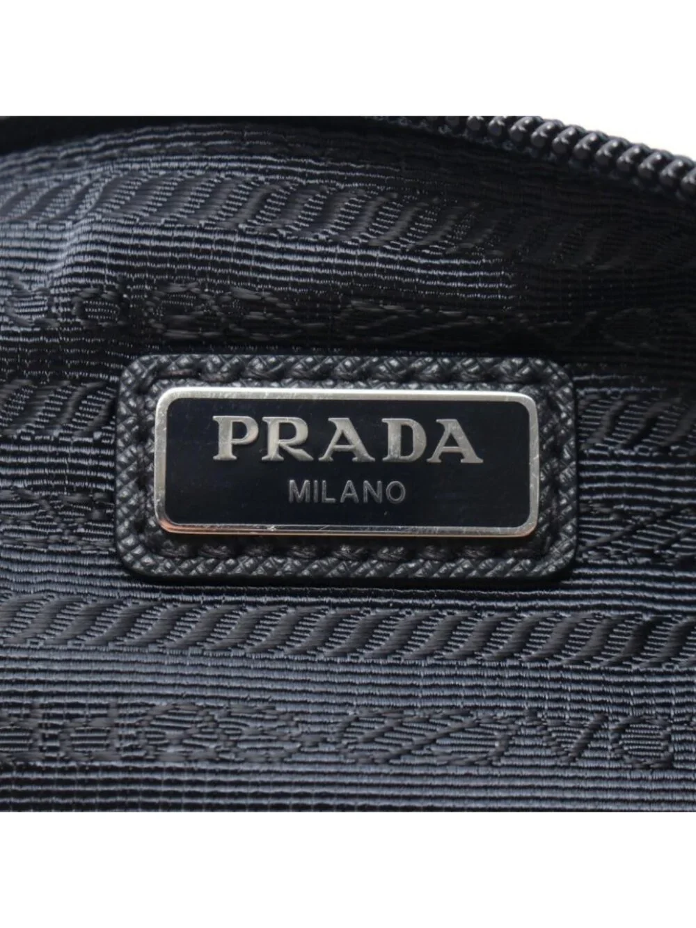 Prada Clutch Tessuto Saffiano Navy Nylon Leather Triangle Logo